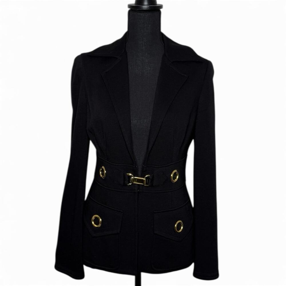 Black Blazer with Gold Accents - Wardrobe Staple - Quiet Luxury